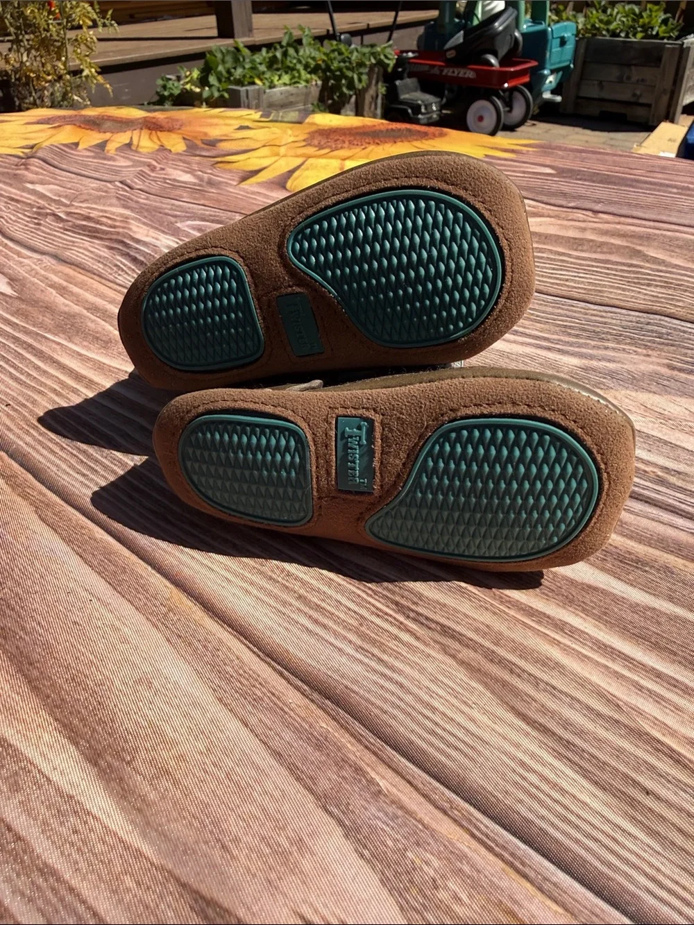 Twister Brown and Teal Kids Cowboy Boots
